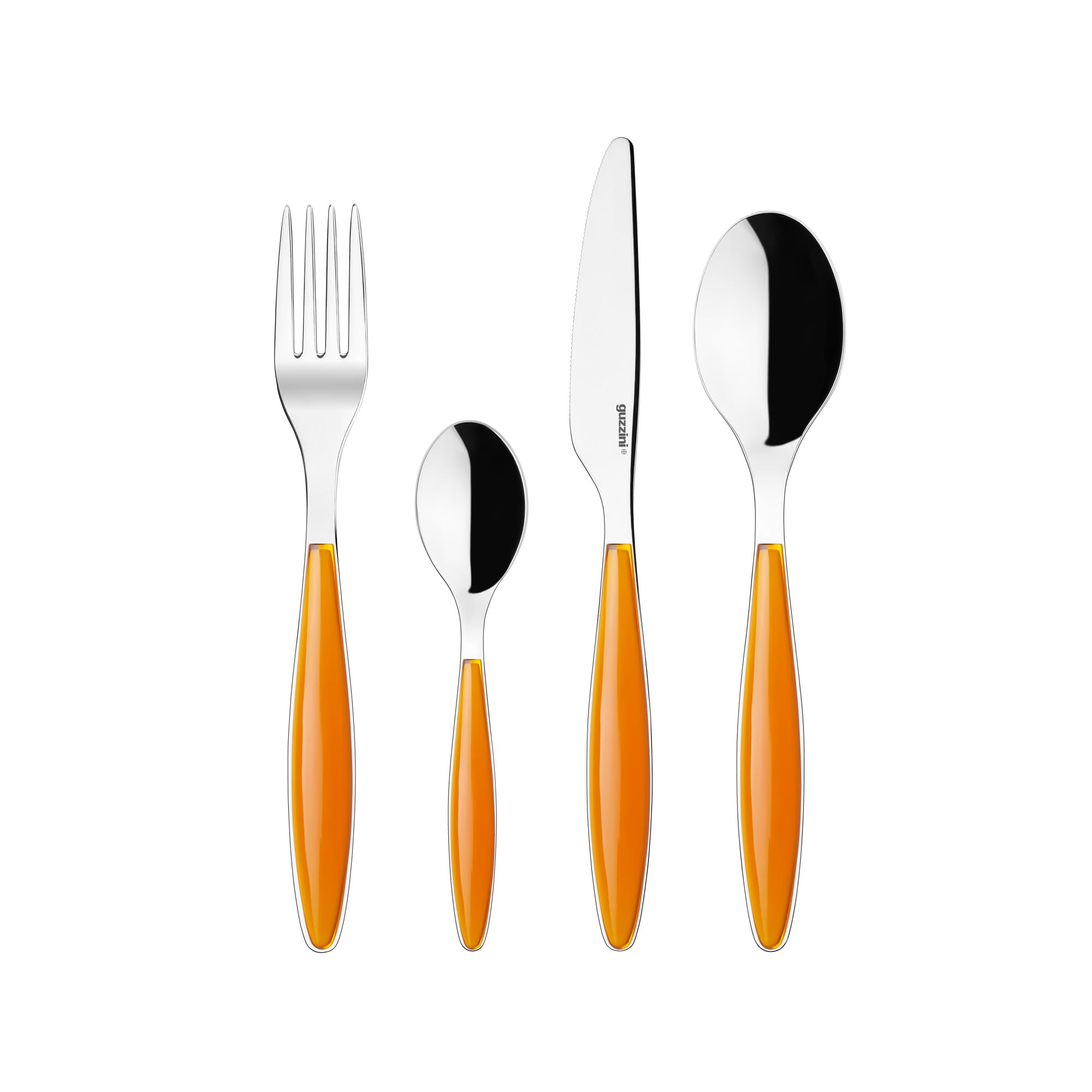 Guzzini - Feeling, zestaw 24 kolorowych sztućców - pomarańczowy, 15,8 x 7,5 x wys. 25,5 cm - 23000045