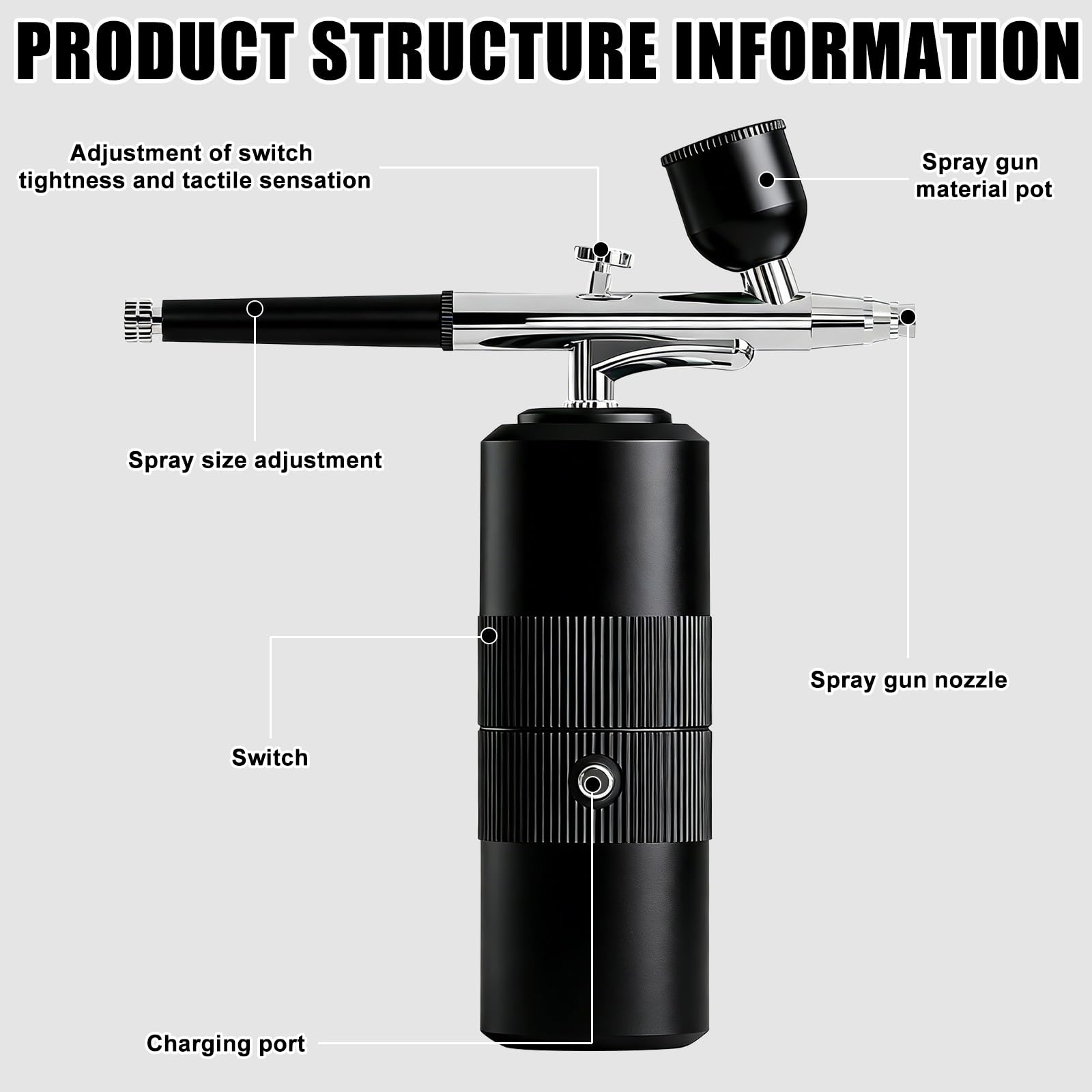 Set aerografo con compressore: pistola a spruzzo senza fili, kit aerografo, pistola portatile con compressore, pistola a spruzzo portatile ricaricabile USB, set per idratazione della pelle, tatuaggio