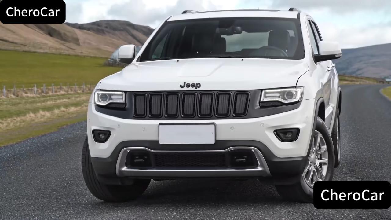 Image of CheroCar Front Grill Inserts+Front Fog Light Cover Trim for Jeep Grand Cherokee 2014-2016,Gloss Black Grille Ring & Bumper Vent Exterior Accessories