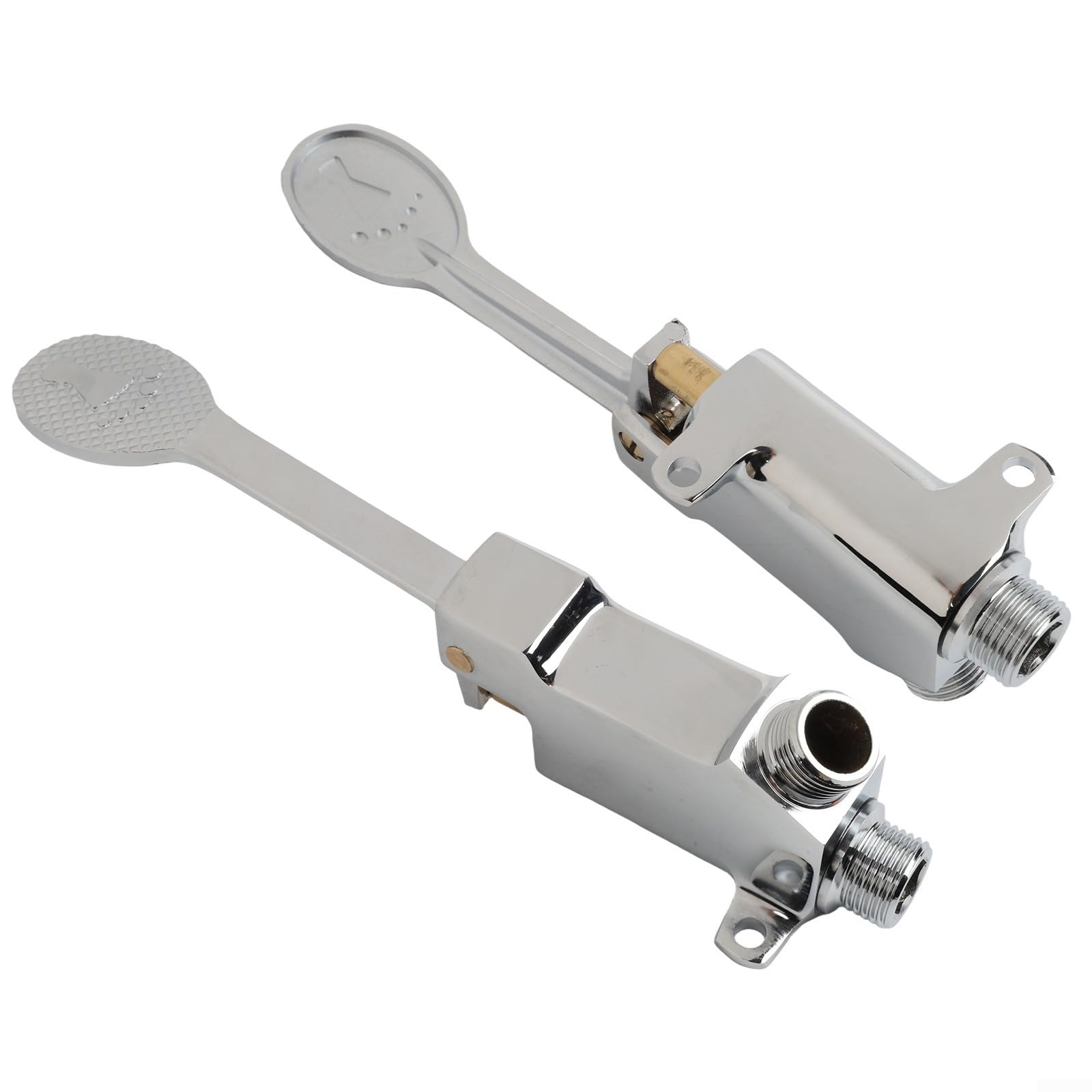 Válvula de control de pedal comercial para grifo de lavabo de baño, construcción de cobre y acero inoxidable 304, flujo de agua manos libres con entrada y salida G1/2 pulgadas,