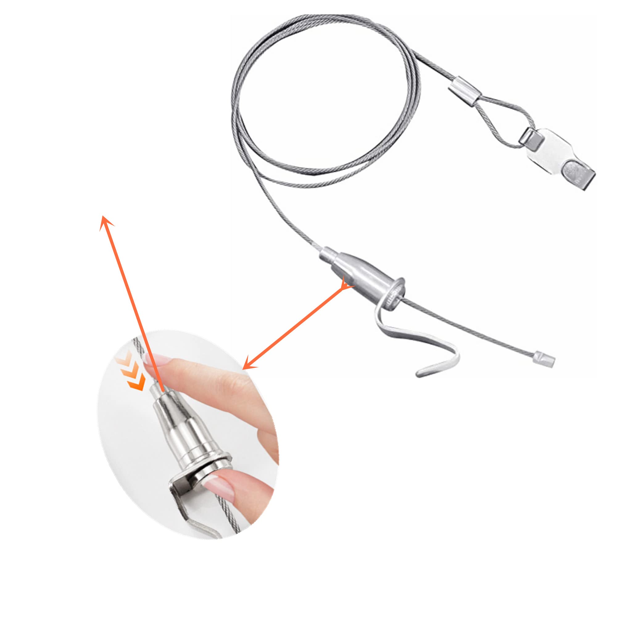 6er-Set Bilderschienen-Aufhängesystem – Edelstahl-Kabel Bis 2 M, Verstellbar, Max. 20 Kg Tragkraft, Mit Haken