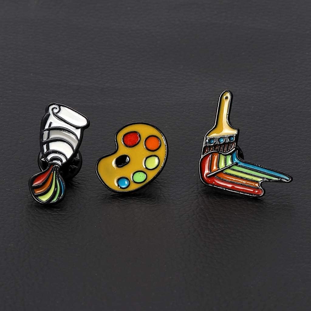 Cute Enamel Lapel Pin Set, 3 Pcs Painter's Palette Brushes Brooch Pin Badges for Jackets Clothes Backpacks - Creative Enamel Pins Brooch Set for Women Girls: Clothing, Shoes & Jewelry