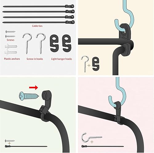 Miniatura 9 de Lámpara colgante enchufable, lámpara colgante con cable de 15 pies, interruptor de encendidoapagado, cesta de ratán tejida a mano negra, lámpara