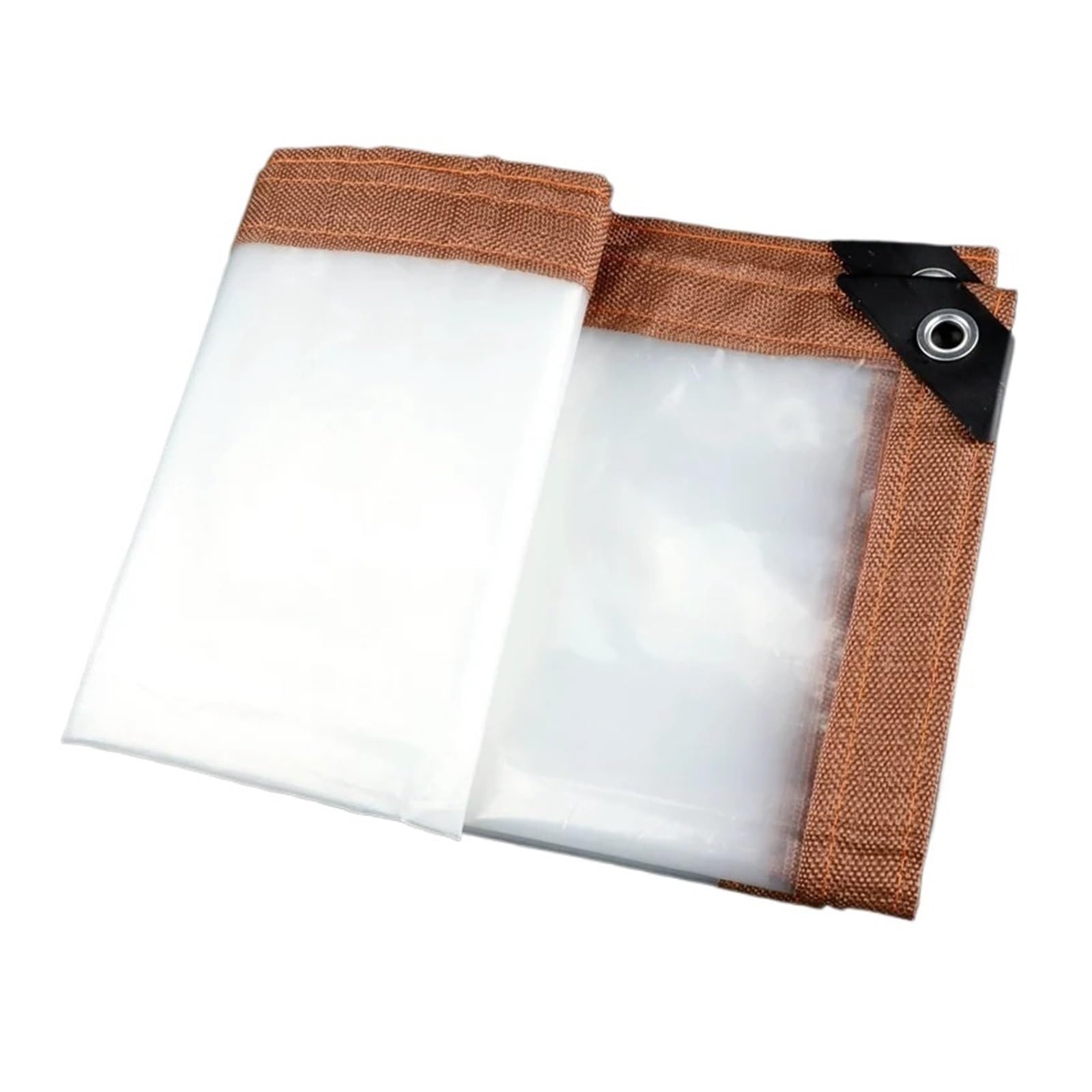 1pc 0.1mm Transparent Tarpaulin Greenhouse Film Waterproof Cover Balcony Rainproof Shade Sail Garages Canopy(0.1mm Brown Edge,1x2m)