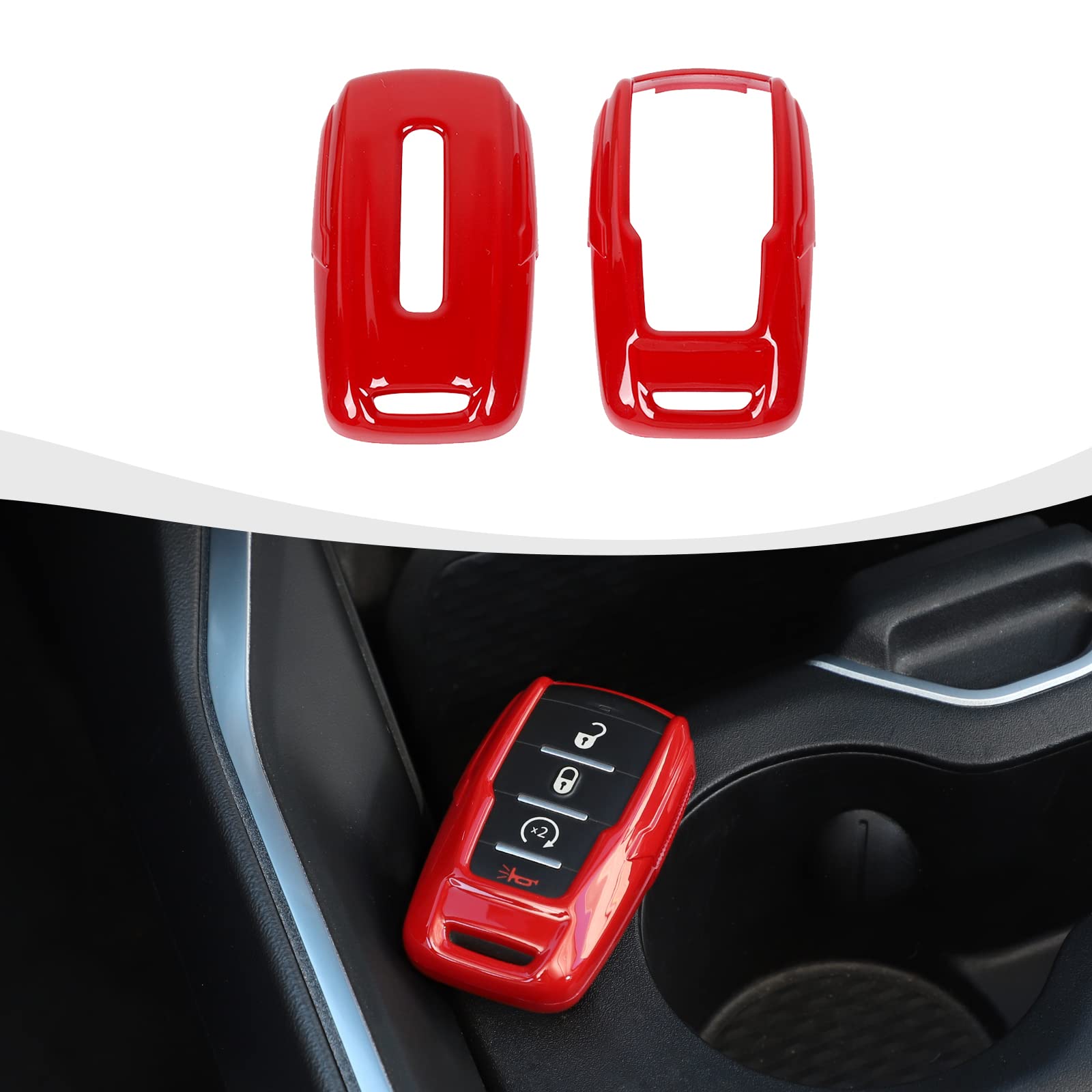 RAZPOY Key Fob Cover Compatible with for 2018-2023 Dodge RAM 1500 2500 3500