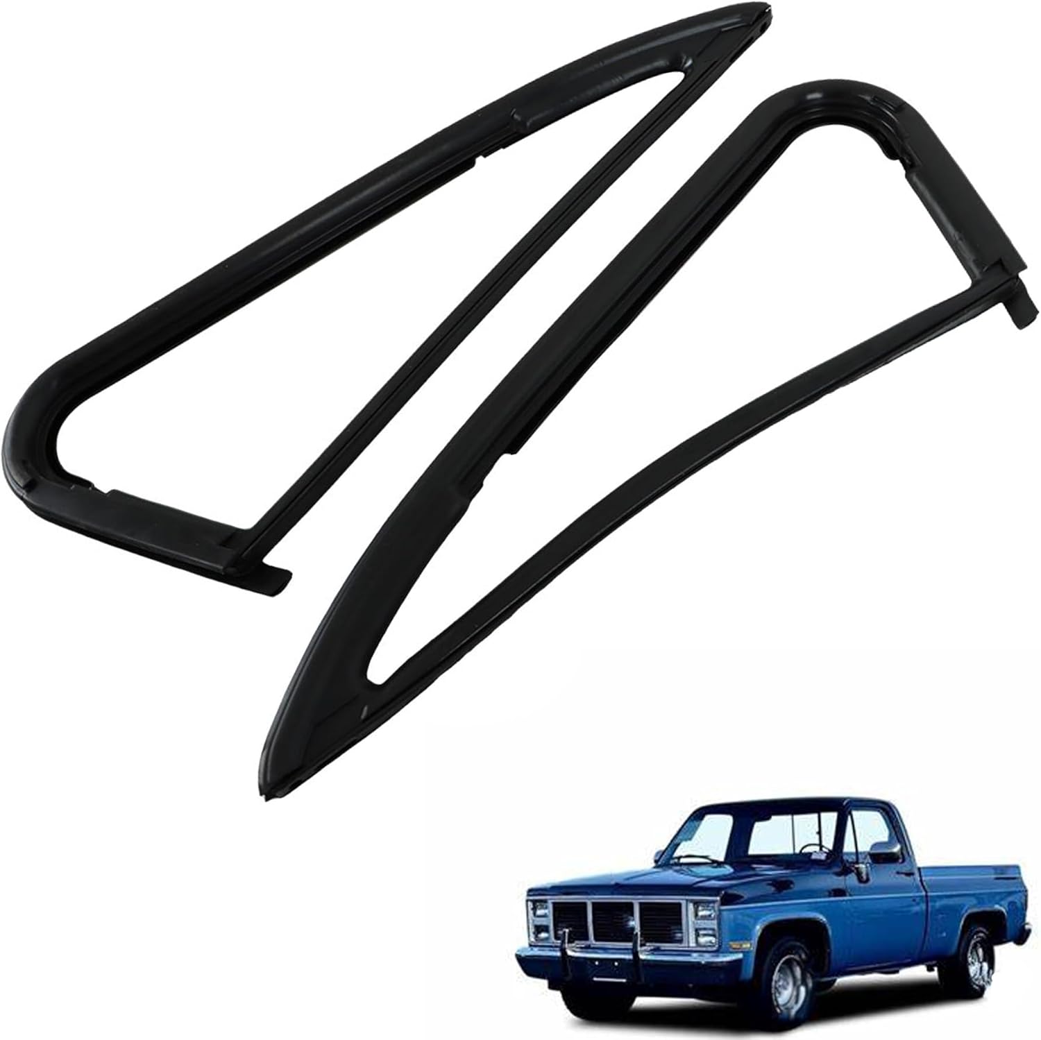 Black 2Pcs Front Vent Triangular Window Weatherstrip Glass Seals Set Replacement for 1981-1991 Blazer K5 Suburban C1500 K1500 C10 C20 C20 VWK-1110-81