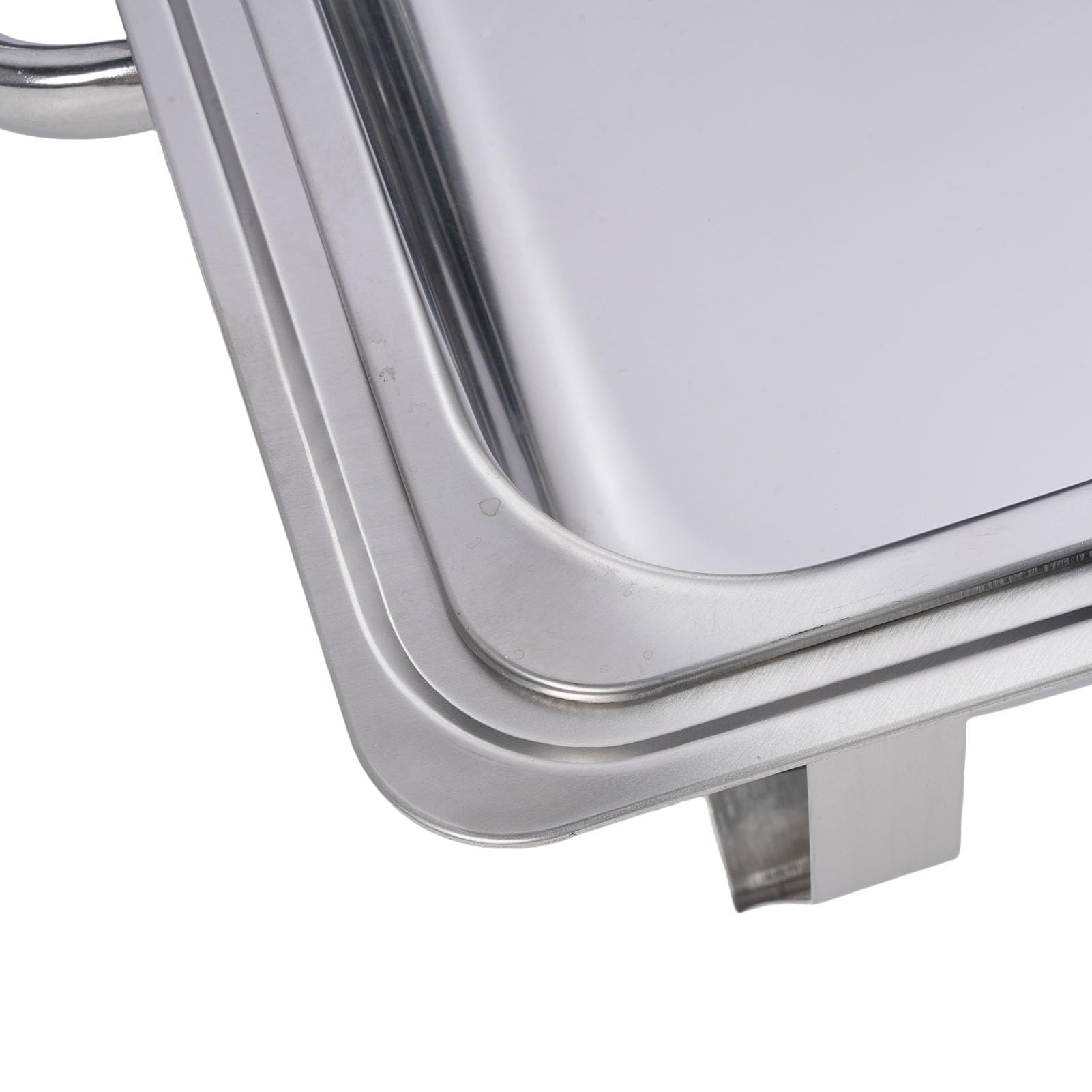 Pongnas Juego de Platos de Buffet de Acero Inoxidable – Calentador de Catering Rectangular Plegable con Almohadilla de Aislamiento Térmico para Bodas, Eventos Al Aire Libre, Banquetes (Cuadrícula