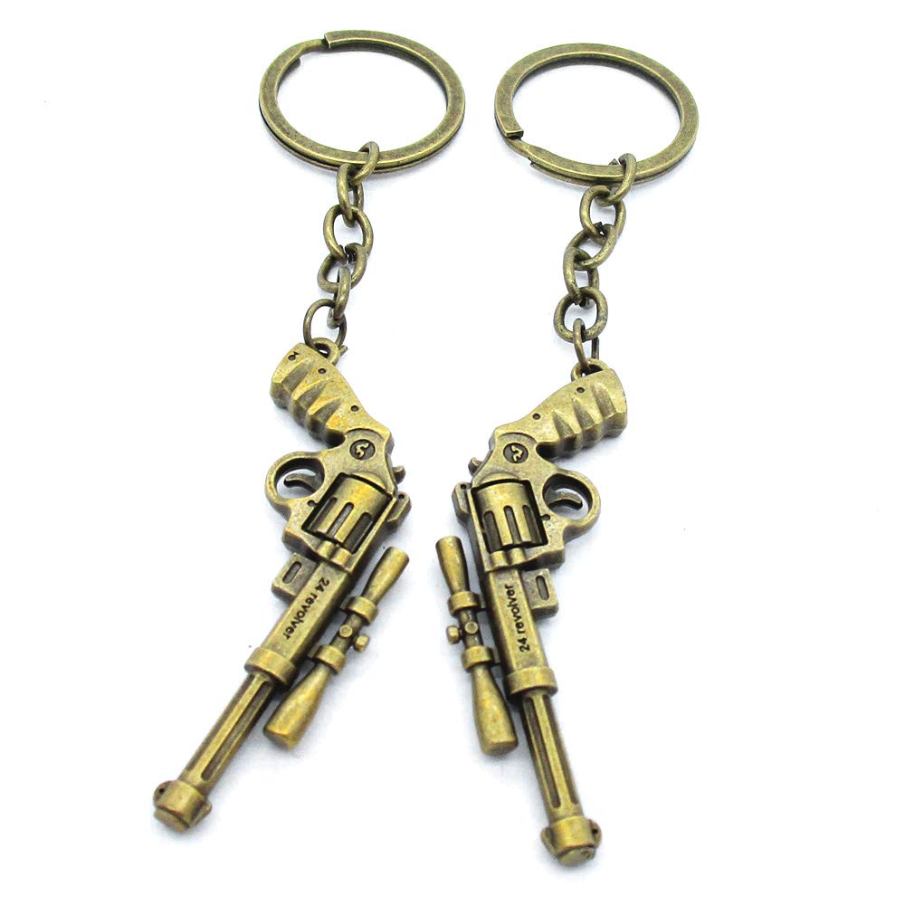 20 Items Keychain Keyring Key Tags Chains Rings Jewelry Bag Charms AA441 Pistol Revolver
