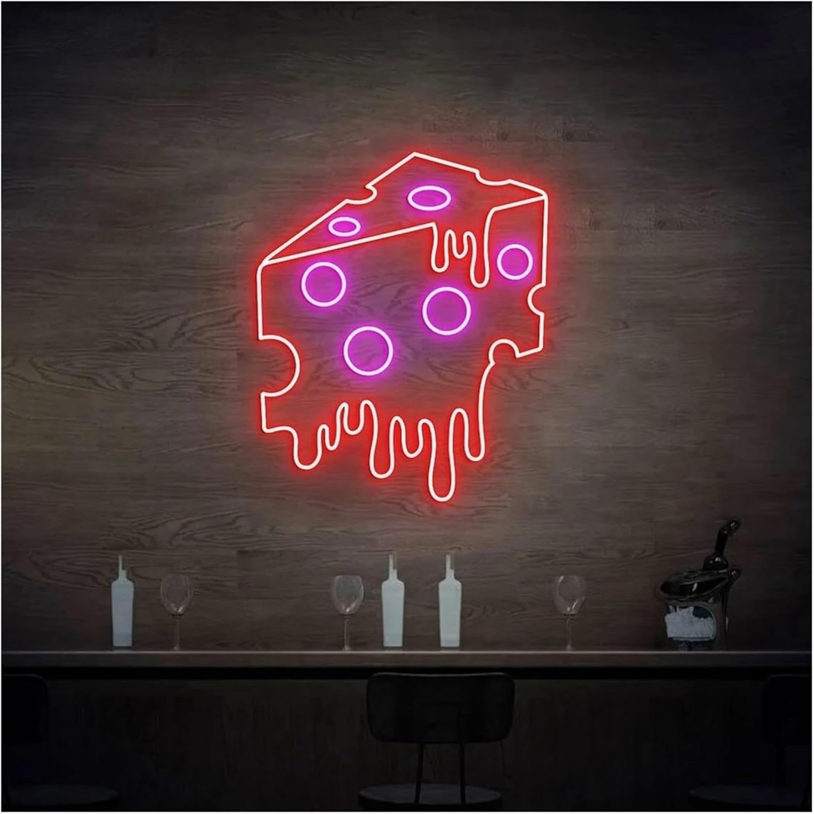 Aextroi neon Lights Sign Soothing Ambiance Neon Signs for Cheese Powered by Adjustable Brightness Lights(A)