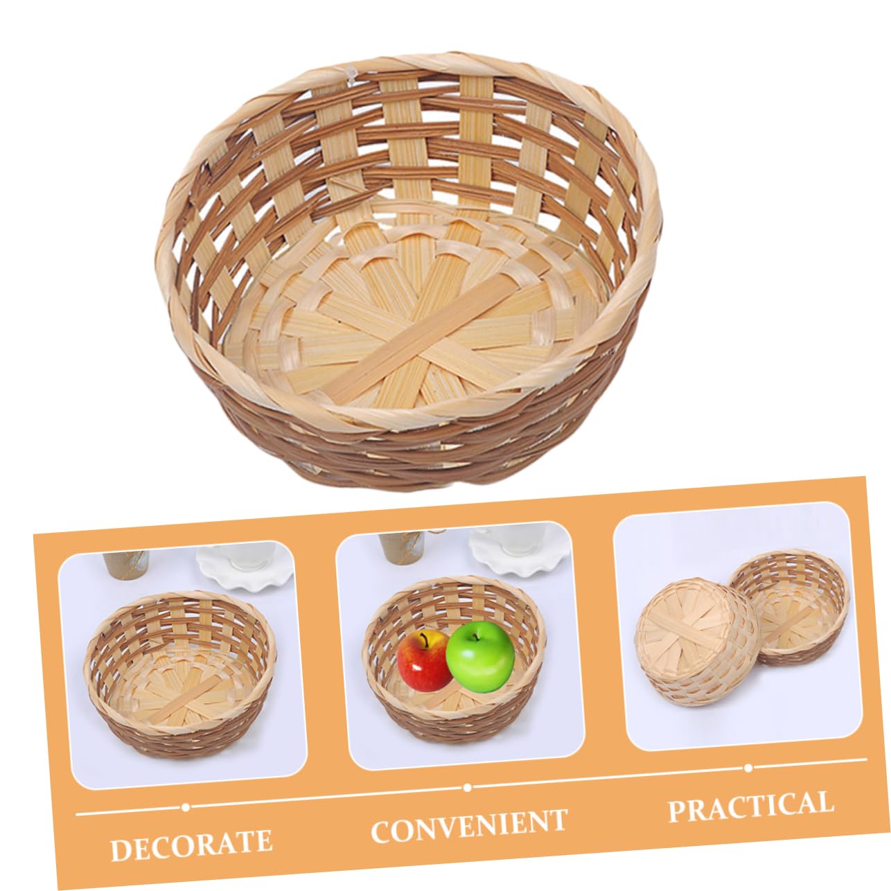 VICASKY 5pcs Woven Storage Baskets Versatile Food Serving Organizer Baskets for Fruits Bread Snacks Smooth Surface Lightweight Design for Home Gifting