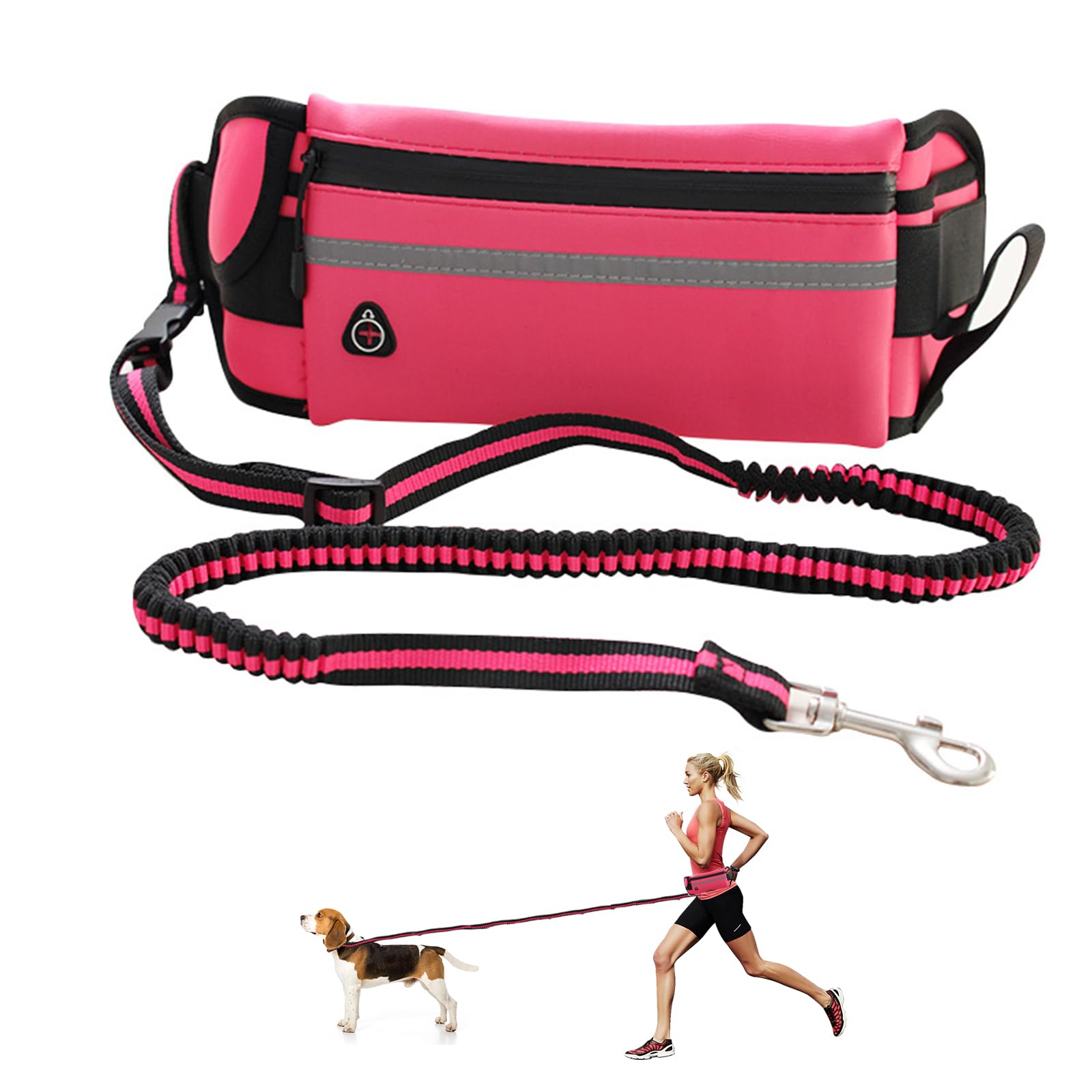 Manos Libres Perro Correr Correas con Bolsa de Cintura,Correa de adiestramiento para Perros con cinturón Ajustable para Perro Paseando Corriendo Jogging para Perros medianos y pequeños