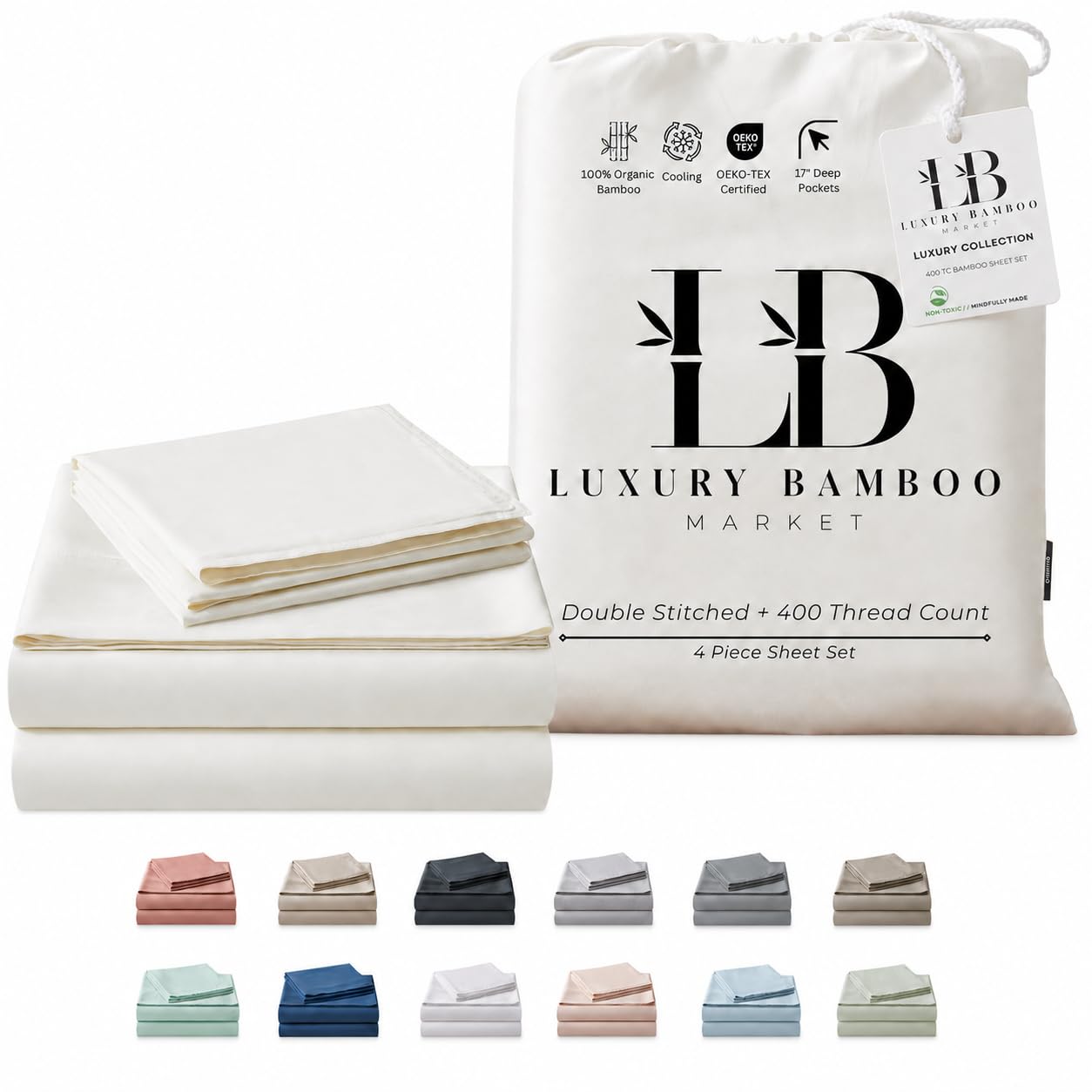 LB Luxury Bamboo Market Split King Sheet Set
