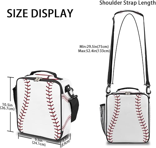 Miniatura 3 de Bolsa de almuerzo aislada de béisbol, lonchera de punto de béisbol para niños, reutilizable, organizador de contenedores, bolsa de mano, bolsa