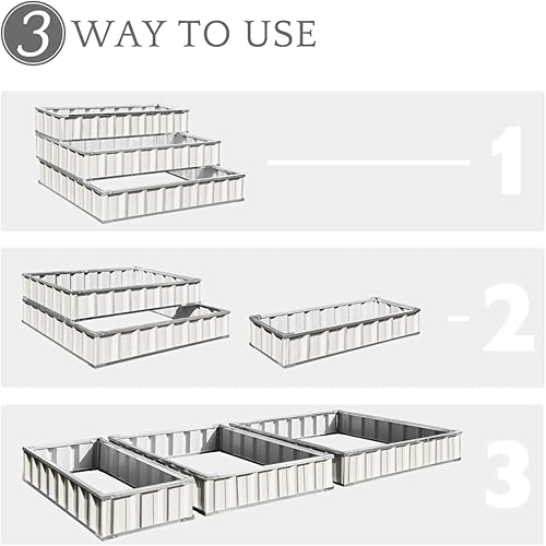 Miniatura 3 de KING BIRD Cama de jardín elevada de 3 niveles, marco desmontable de acero galvanizado de metal para patio, jardín, maceta elevada de 46 x 46 x 23.6