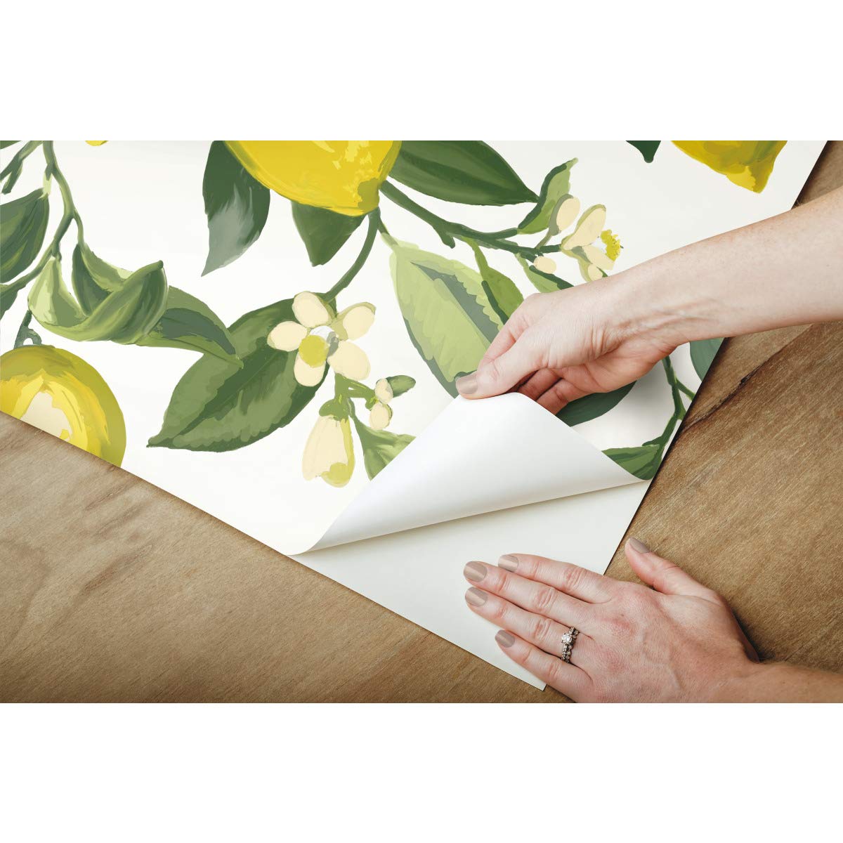 RoomMates RMK11655WP Lemon Zest Yellow and White Peel and Stick Wallpaper, 52.1 x 502.9 cm - Image 4