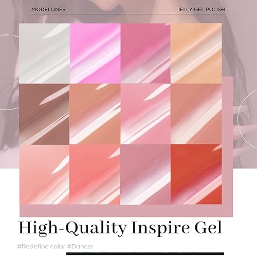 Miniatura 3 de Modelones juego de esmalte de uñas en gel de 12 colores, lámpara UV de 48 W, base en gel y acabado, purpurina, cintas de rayas, diamantes de