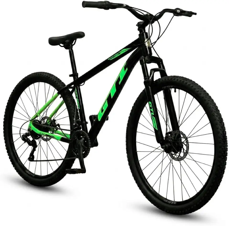 Bicicleta Aro 29 Modelo GTI Roma 21V Marchas Alumínio Tamanho 17 Freio Disco Suspensão MTB Cabeamento Interno