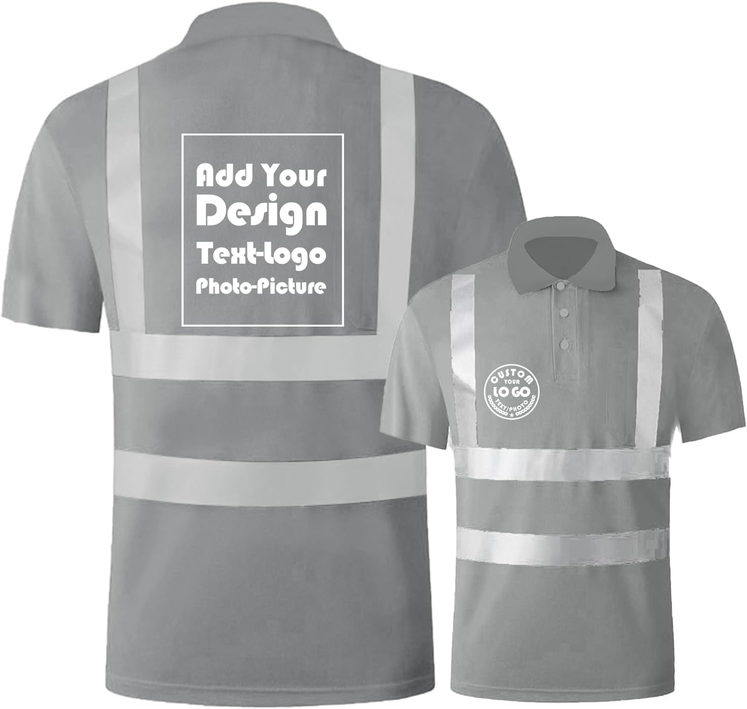 High Visibility Safety Polo Shirt Custom Logo Hi Vis Work Shirts ANSI Class 2 Reflective Uniform for Construction Utilities