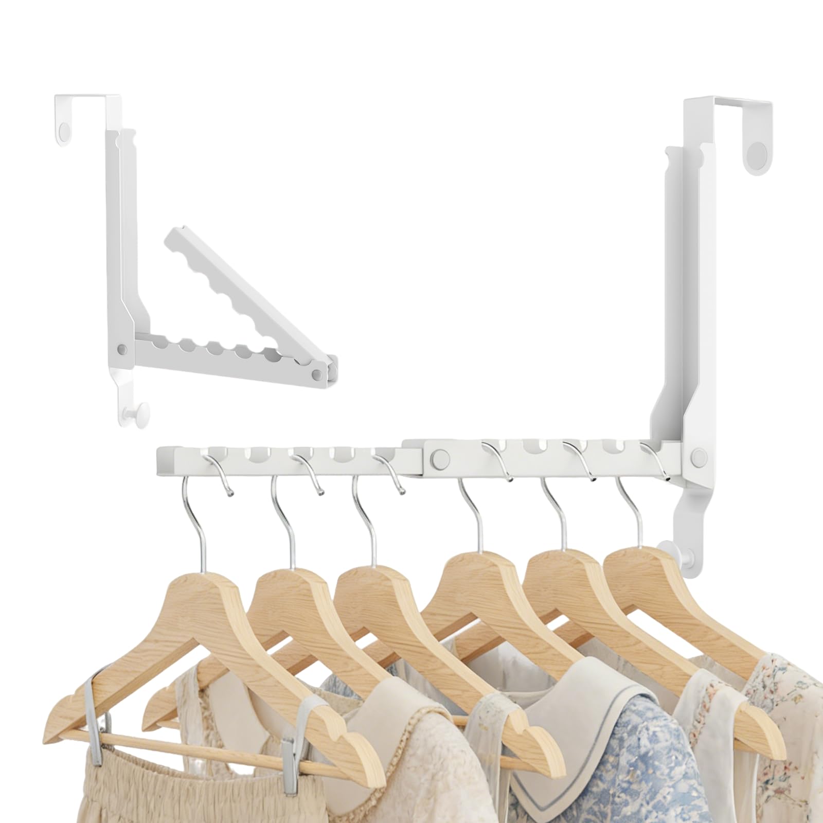Photo 1 of 1 Pack Over The Door Hooks, Extended Over The Door Clothes Hanger with 11 Ridges,Space-Saving Over The Door Rack Door Hooks for Hanging Clothes,Larger Capacity Over The Door Hanger,Upgraded version.
