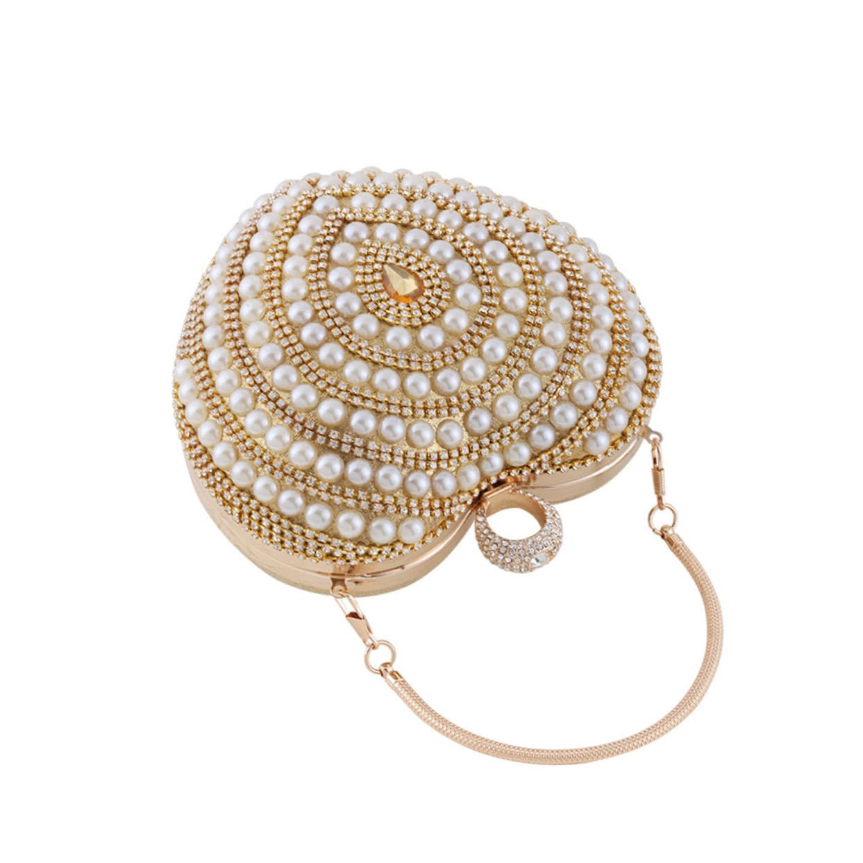 Pochette de soirée dorée en cristal et métal pour mariage - 8