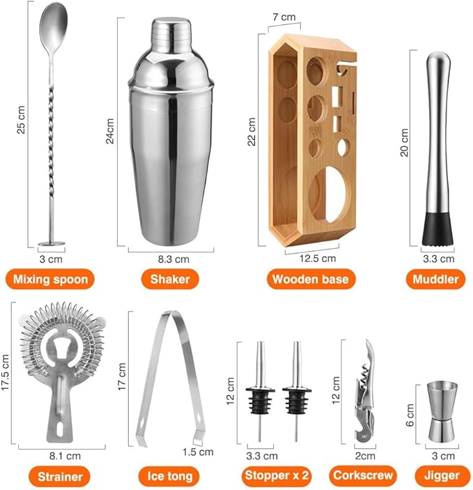 Set de Coctelería 10 Piezas con Base, 750ml miniatura 3