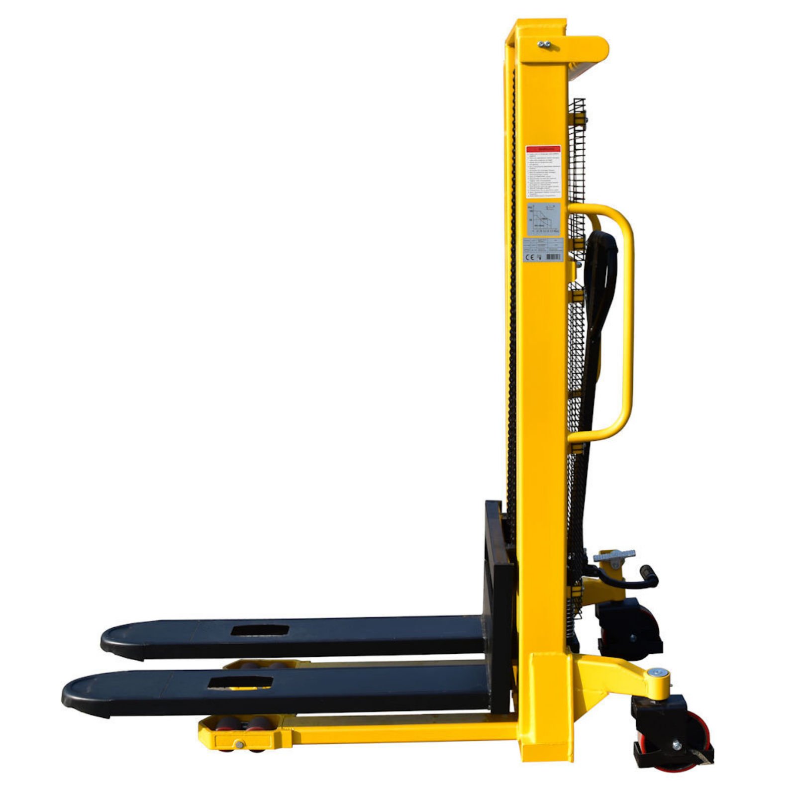 Midori Hochhubwagen 1000 kg Hubhöhe 2500 mm | Handstapler Hydraulik | PU-Rollen, Feststellbremse, Fußschutz | Gabel 1150x160 mm | Paletten Transport Lager Warenhaus