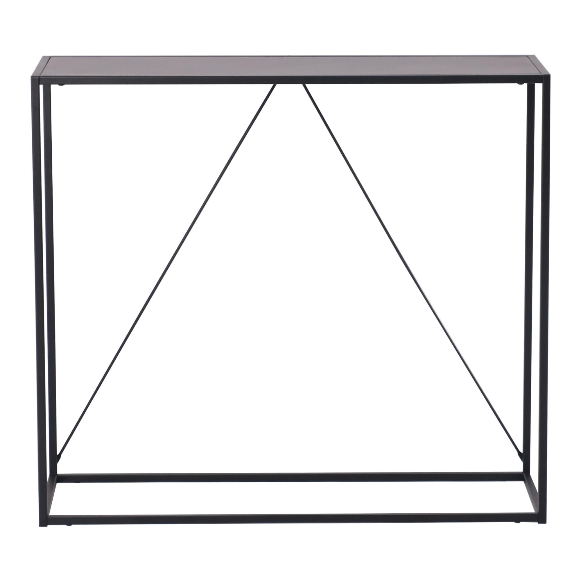 [en.casa] Mesa Consola Mueble de Entrada Moderno Robusto para Oficina Pasillo Recibidor Montaje Rápido Acero 90 x 30 x 80 cm - Negro