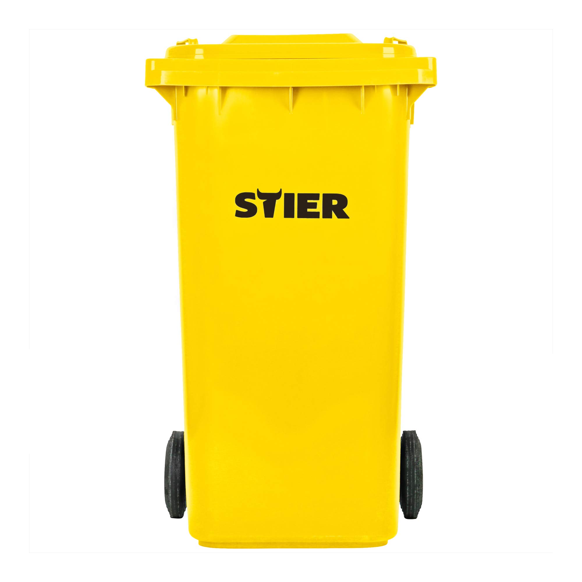STIER 2-Rad-Müllgroßbehälter, Mülltonne, Volumen 240 Liter, Mülleimer, Farbe: Gelb, Größe: 576 x 720 x 1067 mm, Restmülltonne mit Rädern und Deckel, Universaltonne, Universaltonne