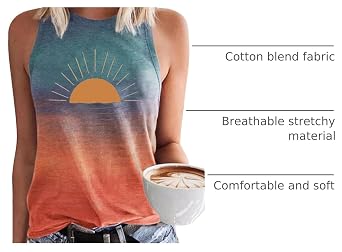 Sunrise Sunburn Sunset Repeat Tank Tops Women Sunshine Graphic Country Concert Tees Vest Summer Beach Vacation Cami Tops