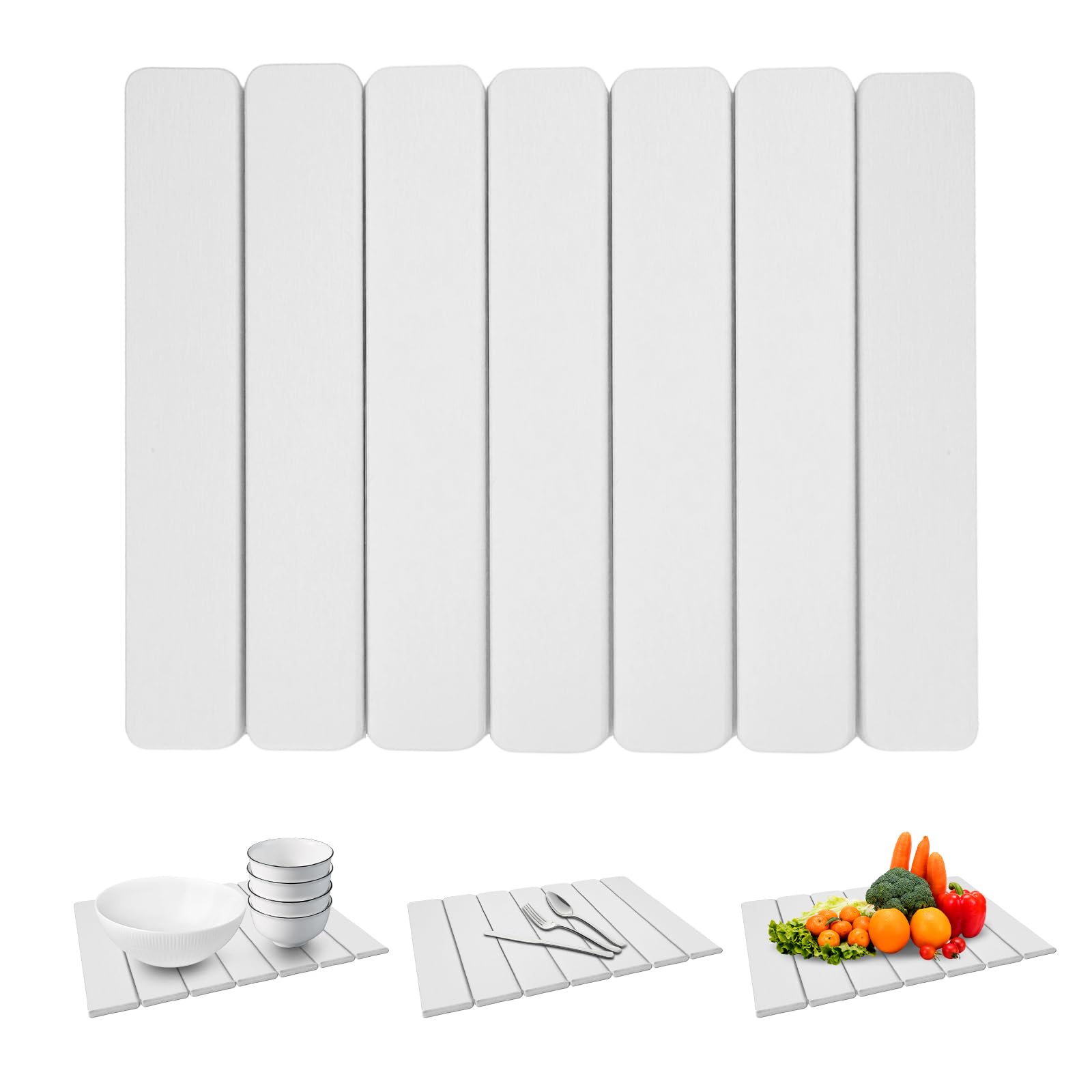 Sneldrogende Stenen Aanrechtmat Voor De Keuken - Stenen Droogmat Voor De Keuken Opvouwbare Afdruipmat Voor Servies Droogmat Diatomeeenaarde Mat Voor De Badkamer Antislip Herbruikbare Diatomeeenaarde Droogmat