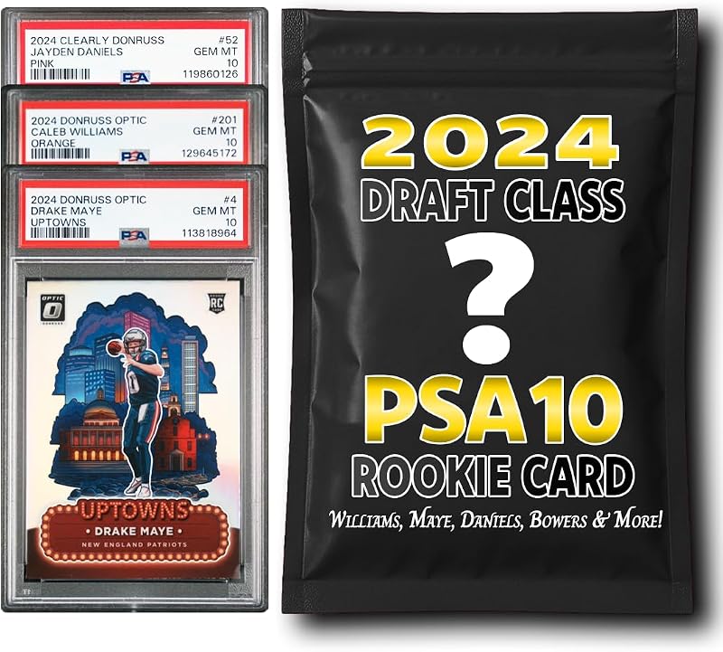 Caja misteriosa de tarjetas de novato de fútbol americano de la NFL 2024 con clasificación PSA 10 (¡Daniels, Nabers, Williams y más!)