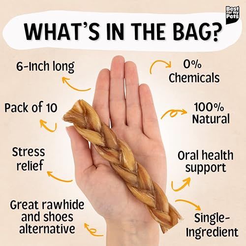 Miniatura 2 de Best For My Pets Golosinas masticables trenzadas para perros (6 pulgadas, 10 unidades)  Golosinas masticables para perros de larga duración para