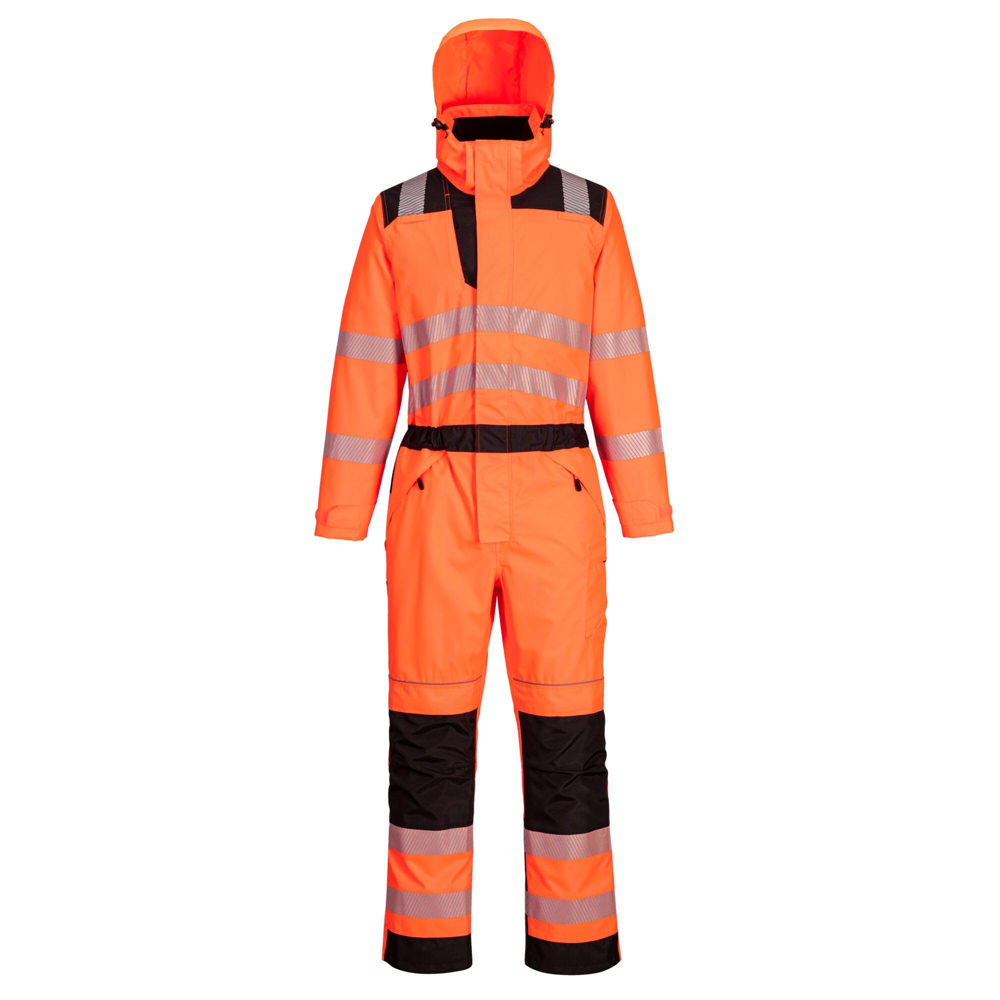 PORTWEST Combinaison de pluie haute visibilité PW3 Orange/Noir M - FR(42-44) - UK(32-34) - Vêtements de travail