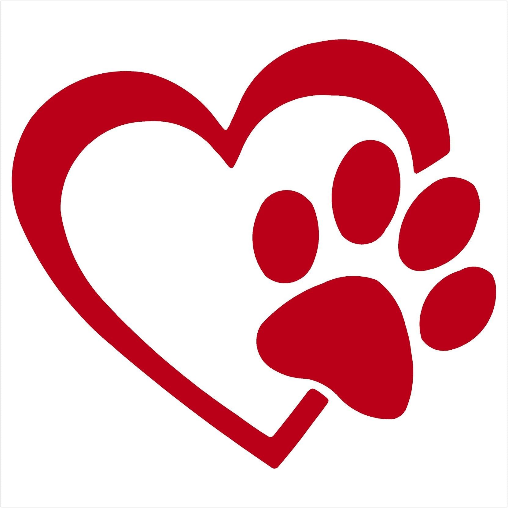HEART with DOG PAW Puppy Love Vinyl Decal Window Sticker (4", Red)
