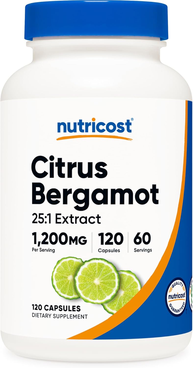 Nutricost Citrus Bergamot Capsules 1,200mg, 120 Capsules – 25:1 Bergamot Extract – 60 Servings, Gluten Free, Vegan & Non-GMO
