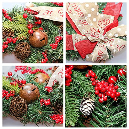 Christmas Swag,Christmas Decorations Cordless Prelit Stairway Swag Trim, 23In Teardrop Swag Wreath With Warm White Lights For Front Door Decor,Pine Cone Ornaments For Indoor & Outdoor Home Xmas Decor #TOP5