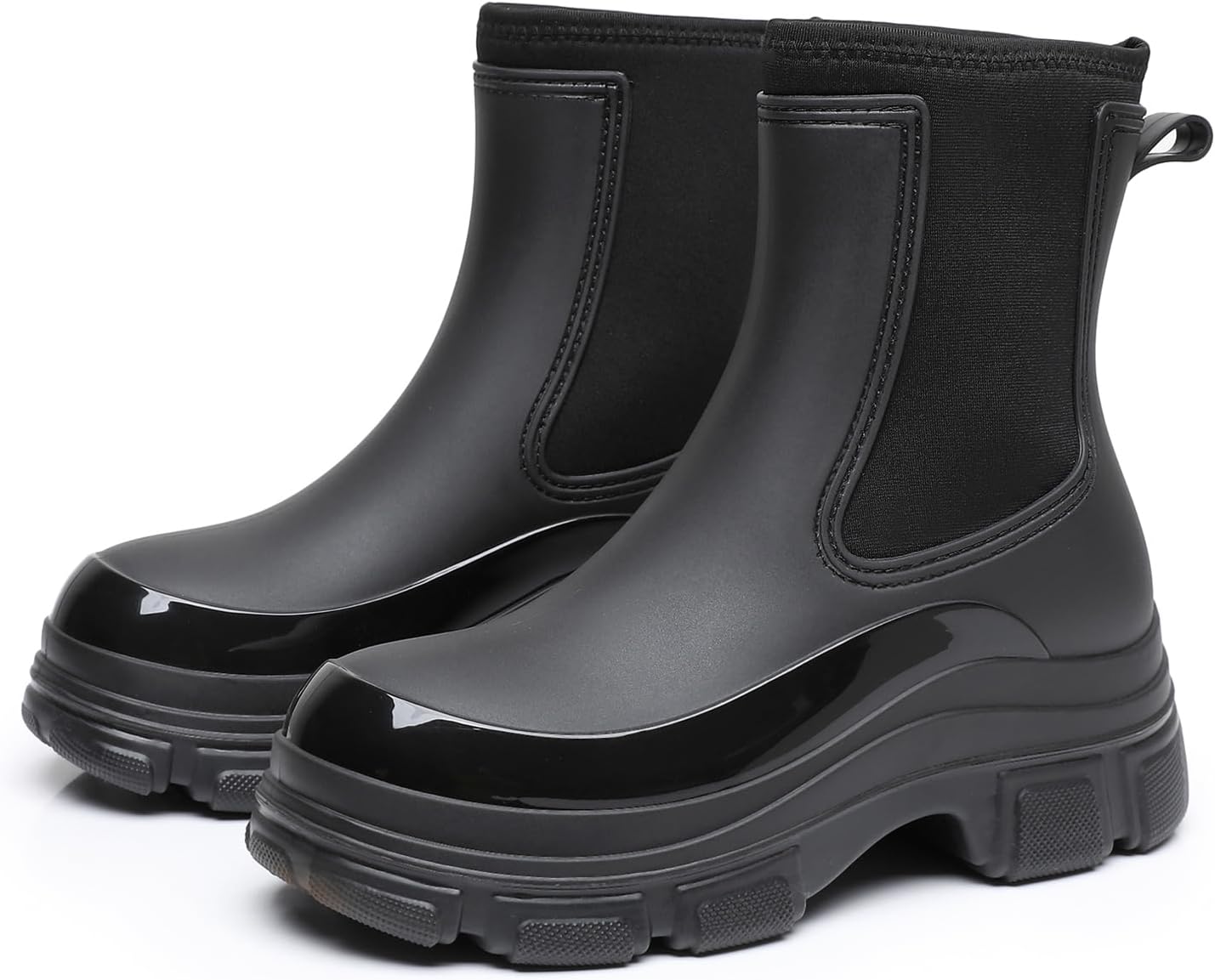 Women's Waterproof Chelsea Rain Boots, Lightweight Ankle Garden Shoes, Non-Slip Rubber Work Boots with Comfort Insole