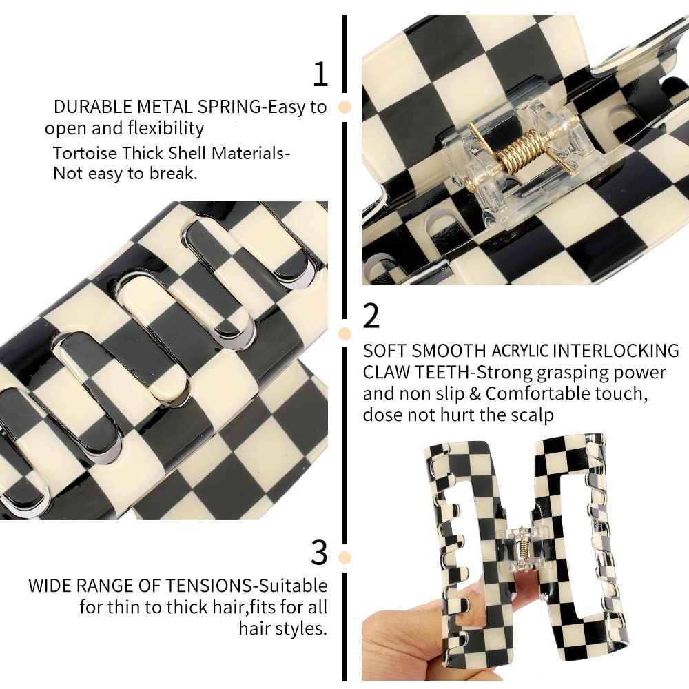 Amazon.com: Ahoney 5 Pack Checkered Hair Clip Hair Barrettes  display picture 3