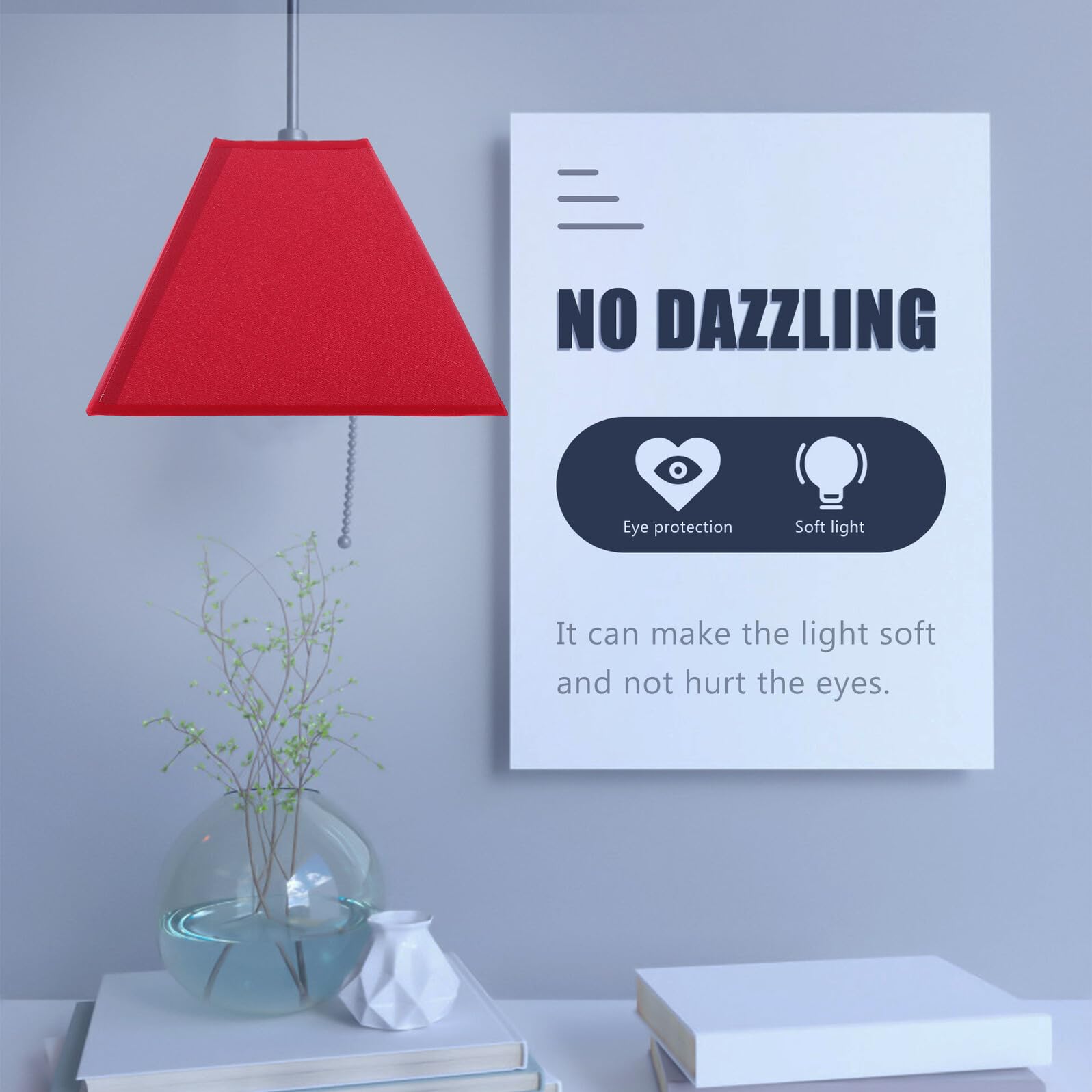 Lampada Rossa, Copertura Delicata per Parete e Soffitto | Stile Semplice, per Camera da Letto e Stanza, Diffusione Decorativa della Luce, Non Facile da Sbiadire