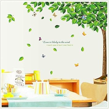 JAAMSO ROYALS Green Tree Wall Decals Peel and Stick Kids Nursery Bedroom Living Room Dcor Wall Stickers (60 CM X 90 CM), Vinyl - image, photos