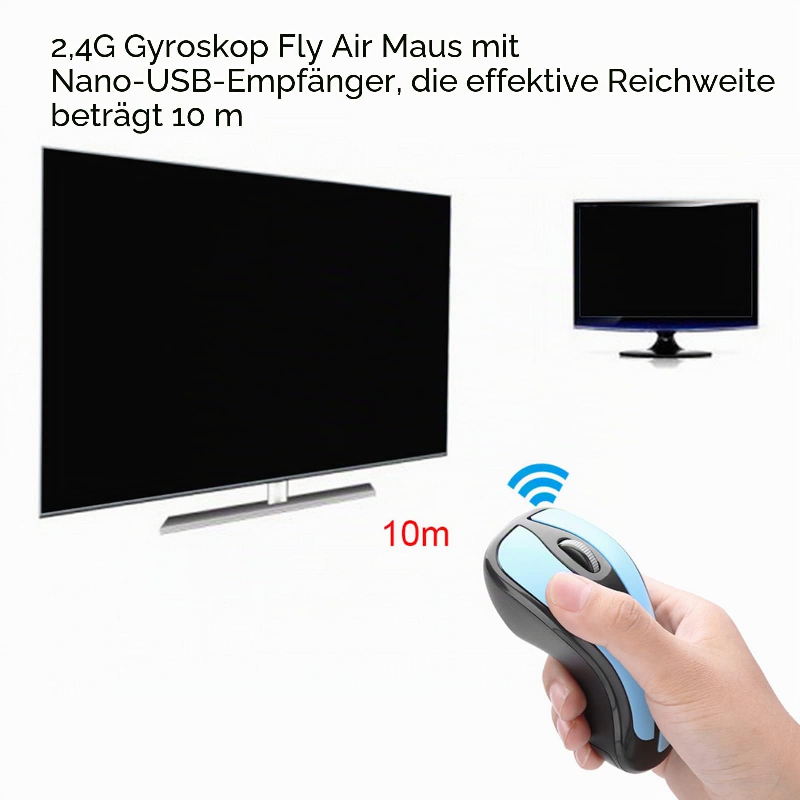 2,4 G Gyroskop Fly Air Mouse, Fotoelektrische Maus und Fly Air Mouse Dual Mode mit Nano-Empfänger, für 2000/XP/Vista/7, für Android, für OS usw. (blau und