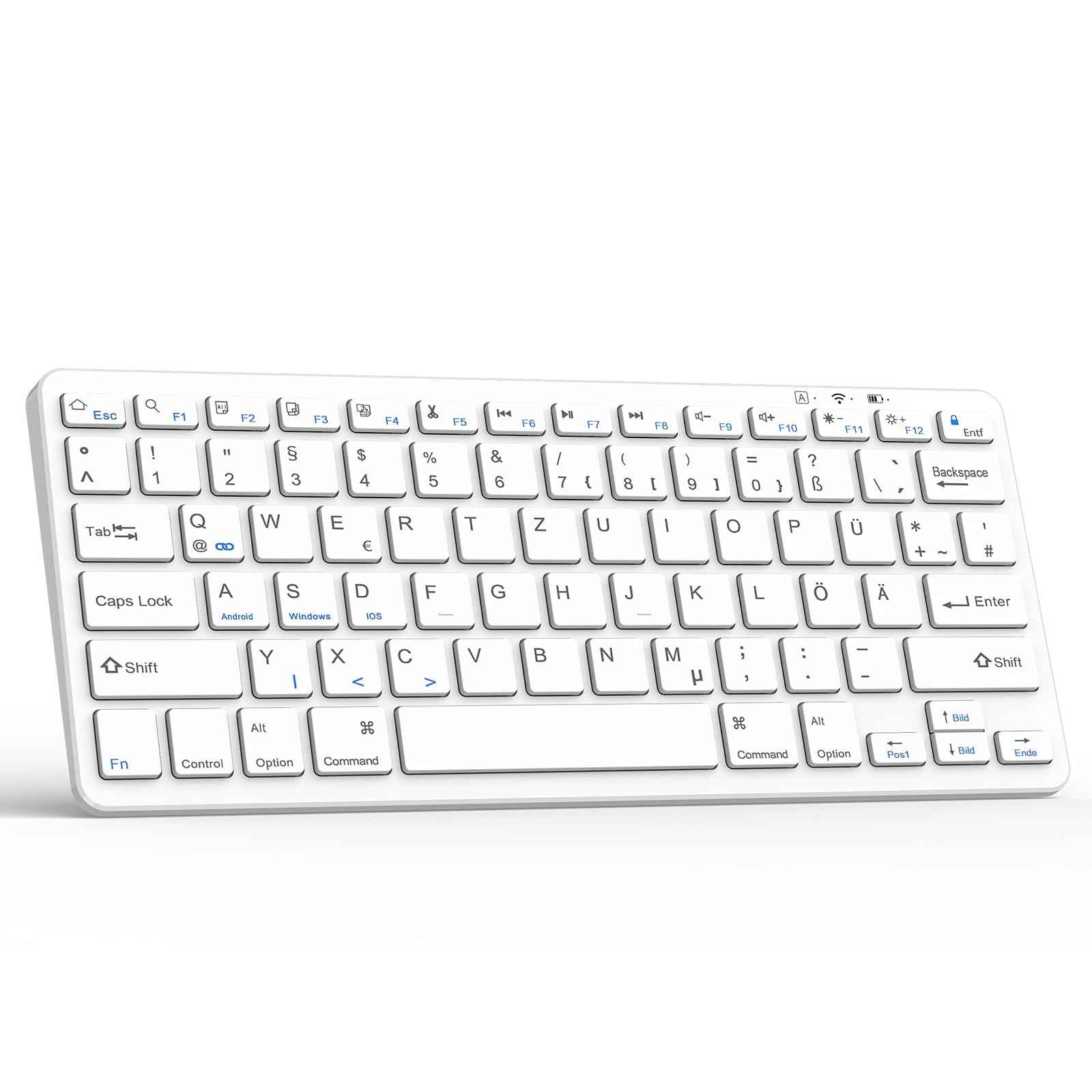 TQQ Kabellose Bluetooth Tastatur, Deutsches Layout QWERTZ, Ultraslim Ergonomisches Design, Wiederaufladbare Wireless Keyboard für iPad Pro/Air/Mini/Windows/Android/IOS