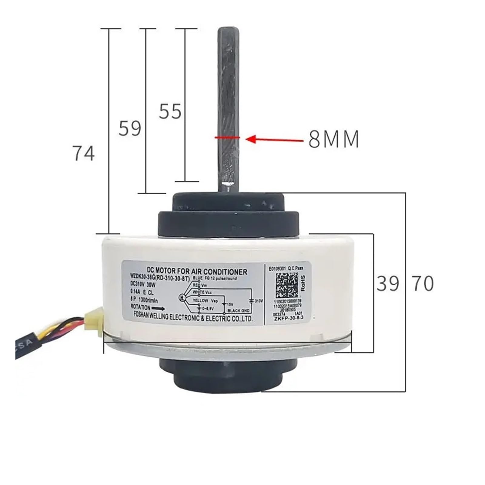 HWEIH For Inverter-Klimaanlage-Innengerät WZDK30-38G(RD-310-30-8T）DC310V 30W DC-Lüfter, bürstenloser Motor, Konditionierungsteile