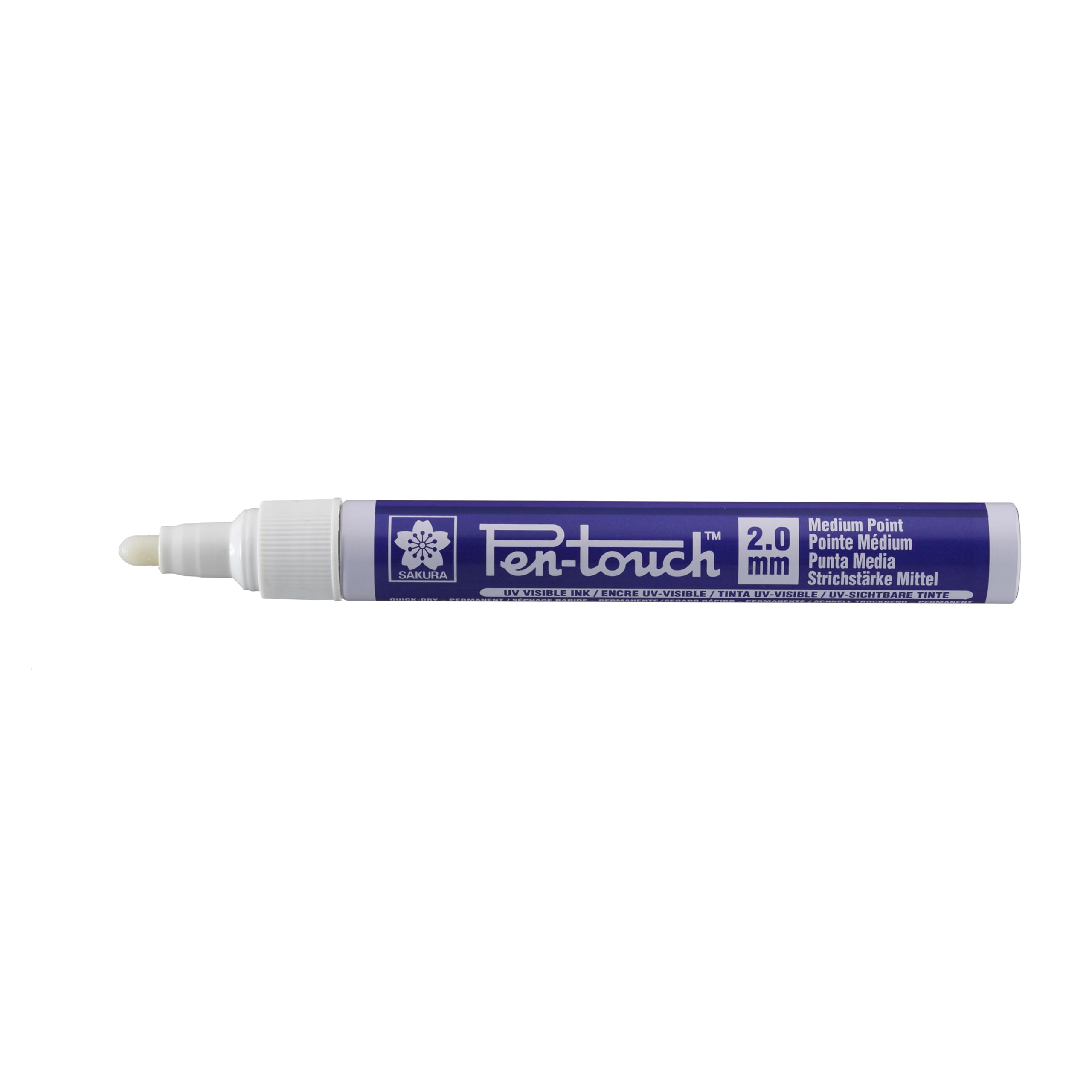 SAKURA Pen-Touch Medium UV Blue Marker - Versatile for Marking on Cardstock, Plastic, Wood, Glass, Porcelain, Metal - Bold Invisible UV Ink - 2 mm Line - 141 mm Size