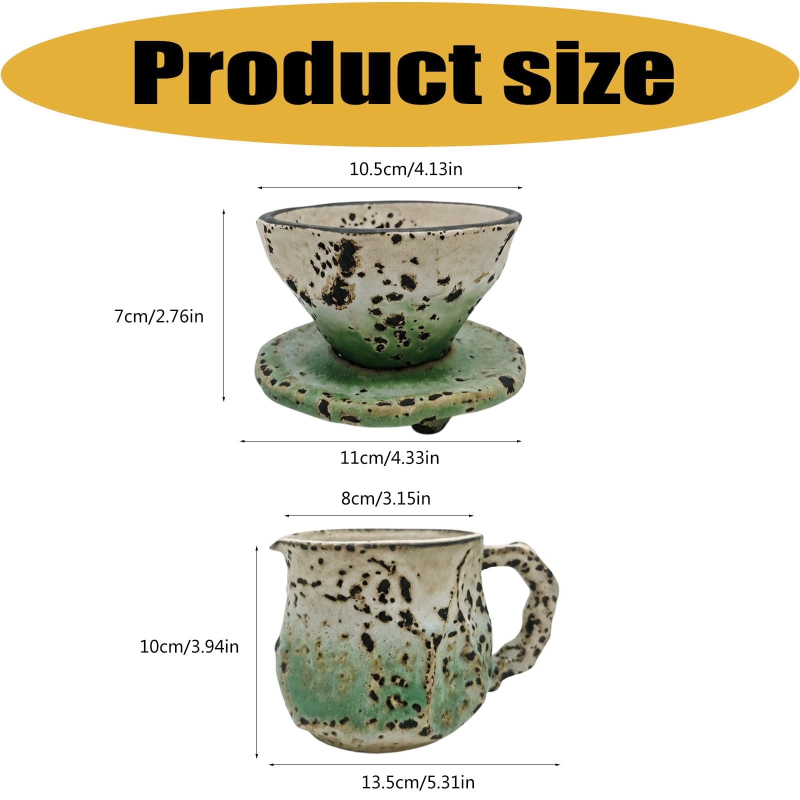 Juego de café para preparar en casa, gotero de cerámica con textura esmaltada retro, servicio manual, acento decorativo, uso diario, gotero de café manual, cafetera de cerámica, servidor esmaltado, de