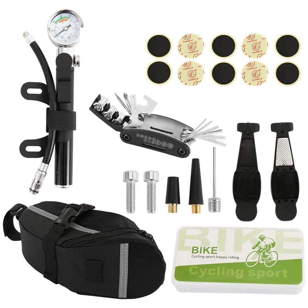 Kit réparation pneu vélo MU avec outil multi-usage et sac de rangement pour VTT