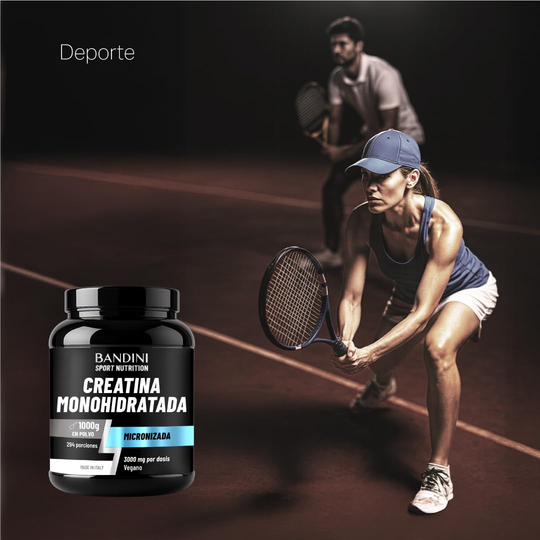 Bandini® Creatina Monohidratada en Polvo 1kg/1000g Pura - Para mejorar el Rendimiento y la Potencia Muscular - A base de Monohidrato de Creatina - Suplemento deportivo sin aditivos - 100% Vegano