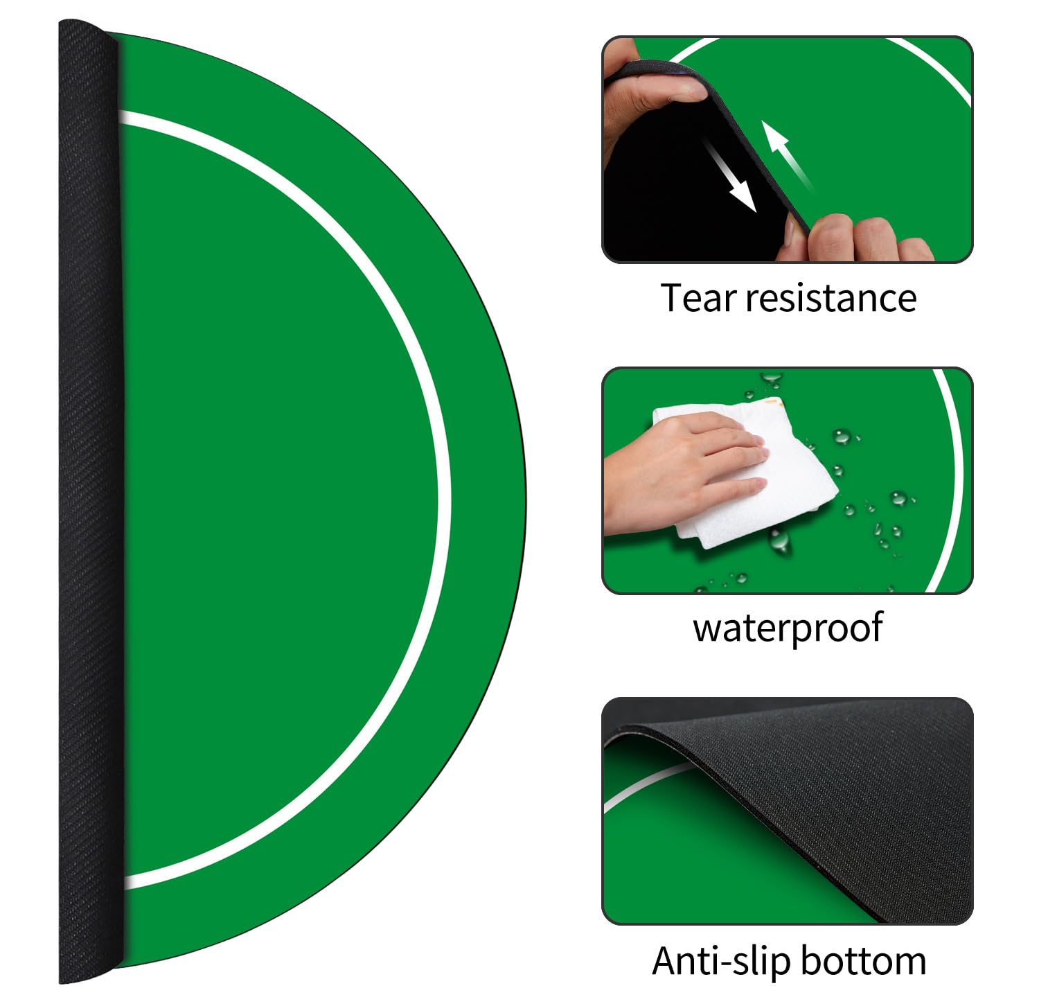 Texas Holdem Pokermatte 60/80/100/120/140cm Rund Tragbarer Pokertisch Pokerteppich Deco Layout Druck für 8 Spieler Spiellayout-Matte