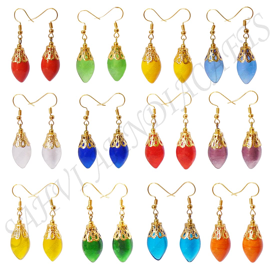 SAHVI HANDICRAFTS Earrings Combo of 12 Pairs Girls/Womens Fancy Gold Plated Glass Drop Crystal Earrings Combo Set Pack of 12 Pairs (Multicolour) (B08JJDR7J2) Amazon Price History, Amazon Price Tracker