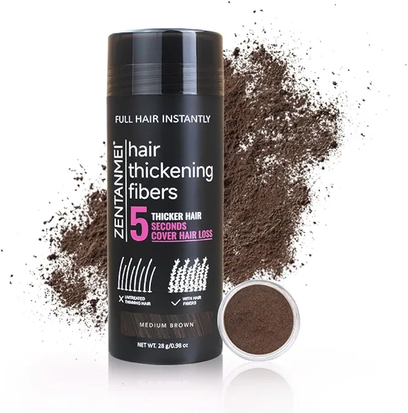 Hair Fibers for Thinning Hair for Women All-Natural Hair Building Fibers 0.98 Oz Hair Volume Powder Bald Spot Cover Up for Men & Women (Medium Brown)
